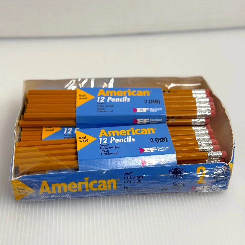 53 Eberhard Faber Real Wood American No. 2 Pencils Yellow HB Vintage New Stock